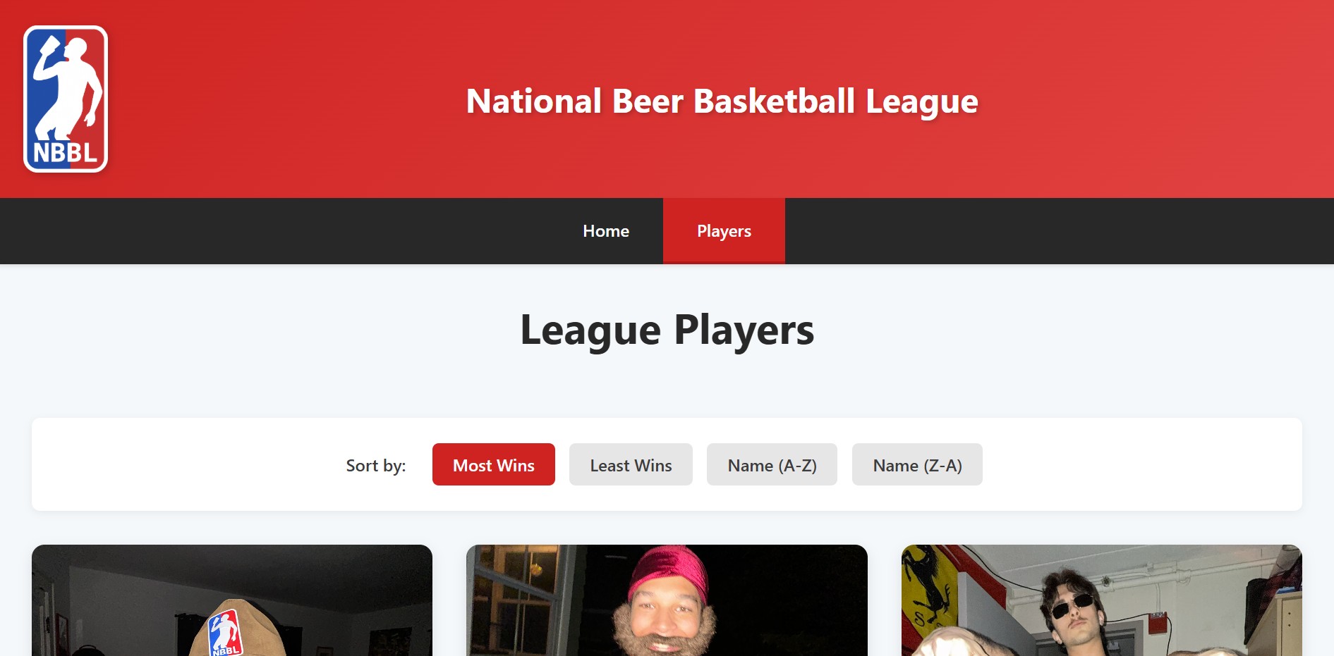 Preview of league website project