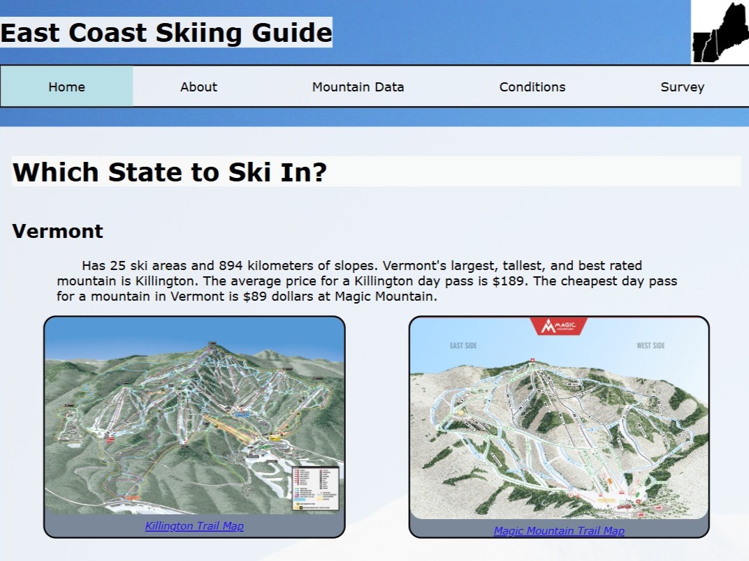 Preview of skiing website project